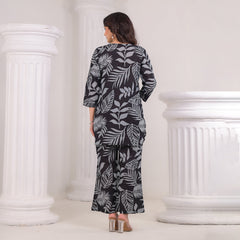 Stylish Cotton Black & Grey Co-Ord Set