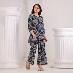 Stylish Cotton Black & Grey Co-Ord Set