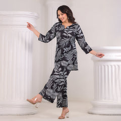 Stylish Cotton Black & Grey Co-Ord Set