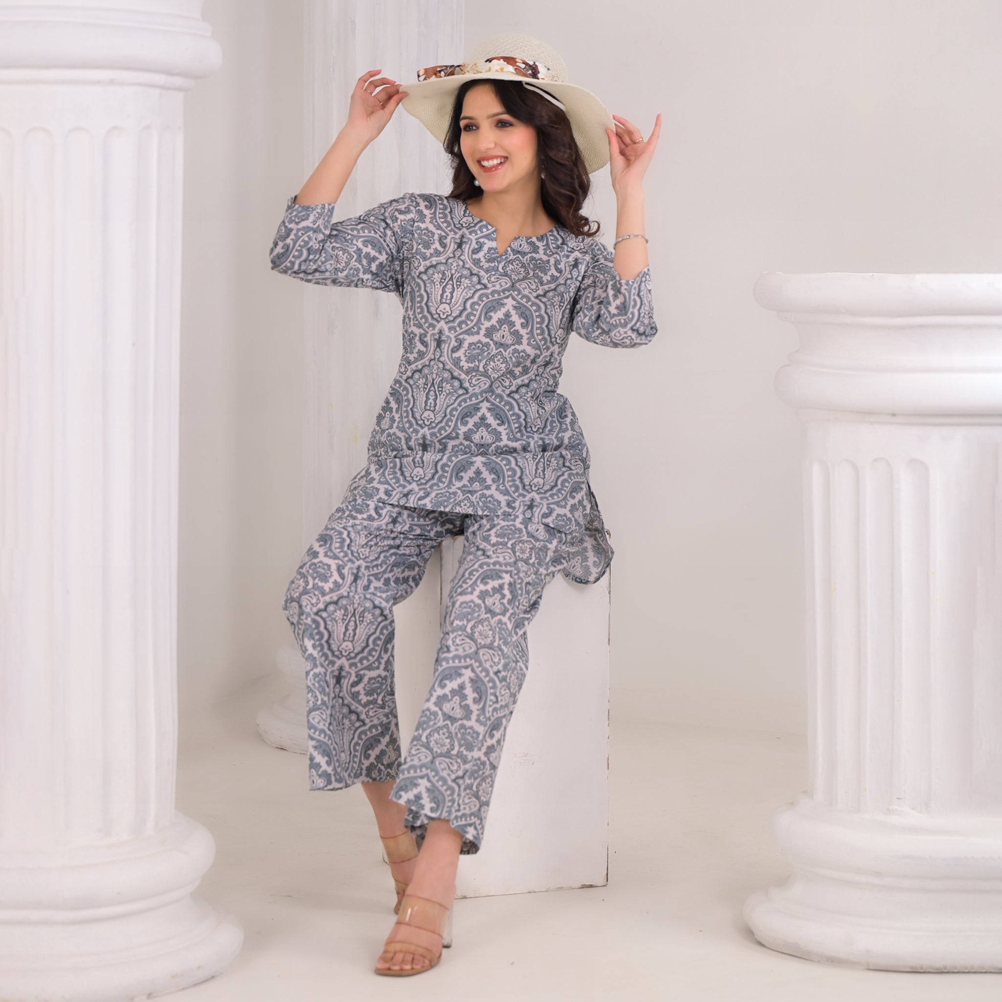 Elegant Grey Cotton Co-Ord Set