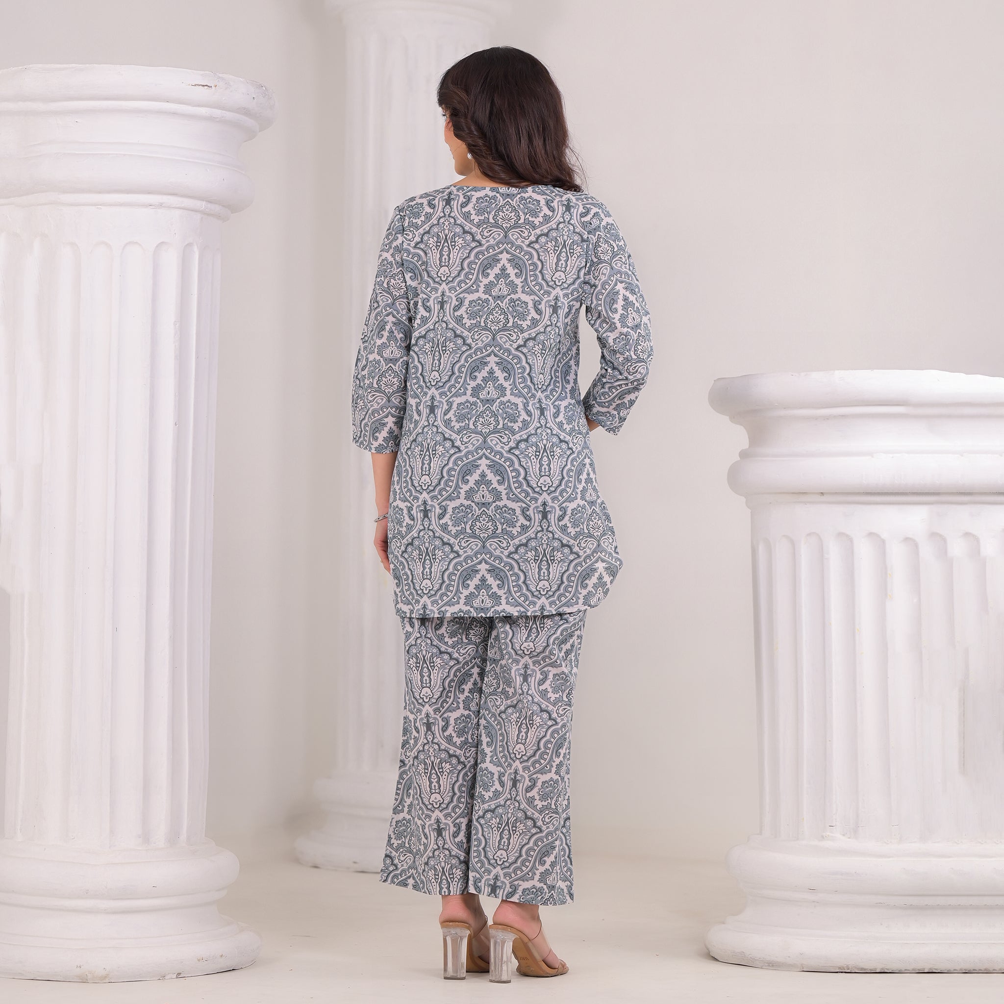 Elegant Grey Cotton Co-Ord Set