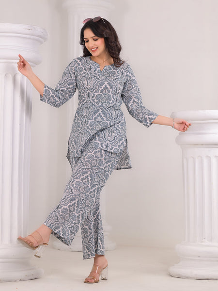 Elegant Grey Cotton Co-Ord Set