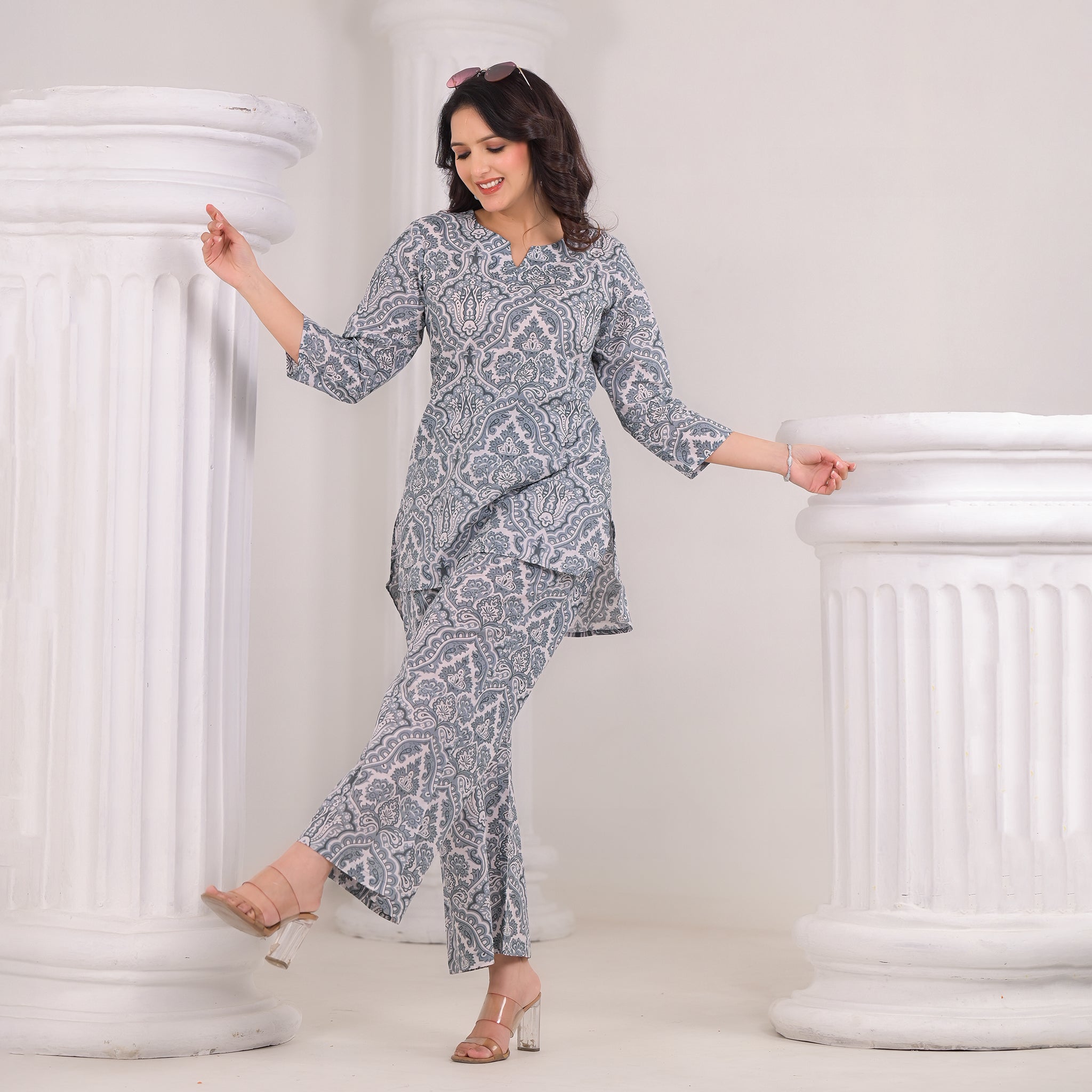 Elegant Grey Cotton Co-Ord Set