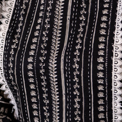 Cotton Printed Calf-Length Dress with Three Quarter Sleeves (Plus Size)