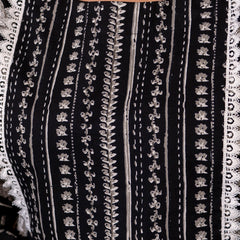 Cotton Printed Calf-Length Dress with Three Quarter Sleeves (Plus Size)