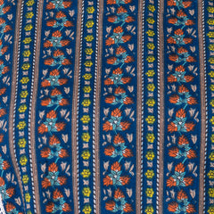 Cotton Printed Calf-Length Dress with Three Quarter Sleeves (Plus Size)