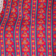 Cotton Printed Calf-Length Dress with Three Quarter Sleeves (Plus Size)