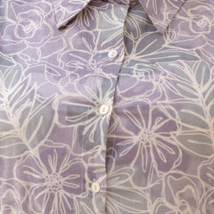 Purple Cotton Printed Co-Ord Set with Collar Neck & Matching Pant (Plus Size)