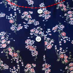 Rayon Printed Blue Calf-Length Kurti with Three Quarter Sleeves (Plus Size)