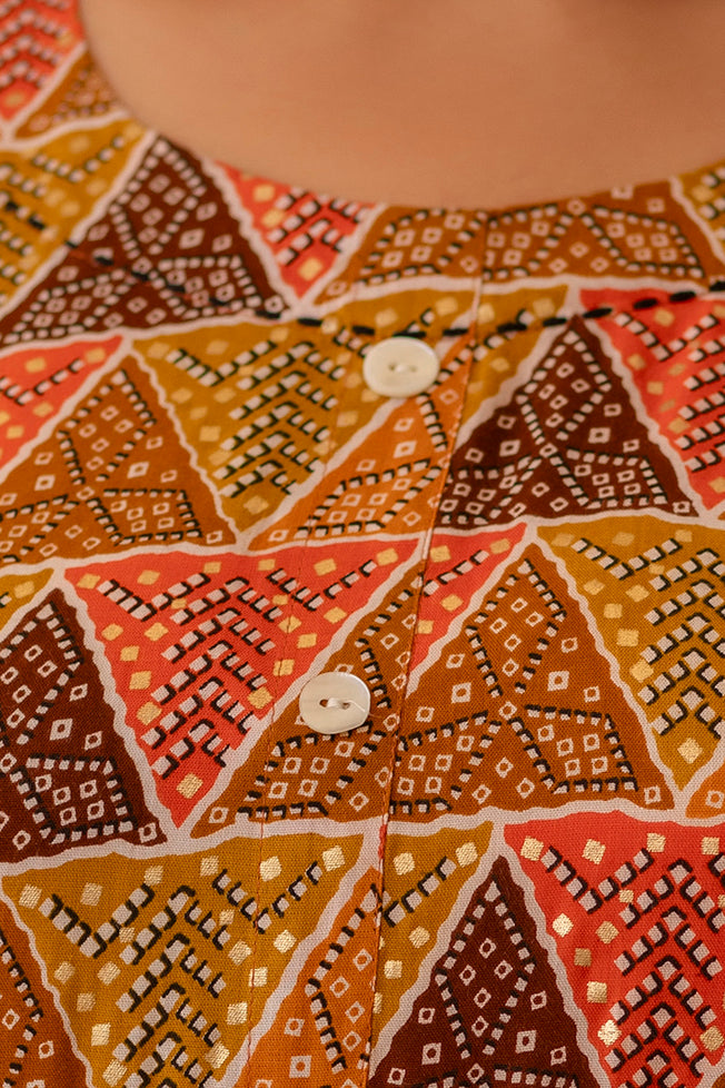 Rayon Printed Multicolor  Calf-Length Kurti with Three Quarter Sleeves (Plus Size)