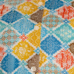 Rayon Printed Turquoise  Calf-Length Kurti with Three Quarter Sleeves (Plus Size)