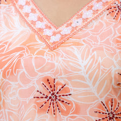 Coral Printed Cotton Kurta Pant Dupatta Set for Women (Plus Size)