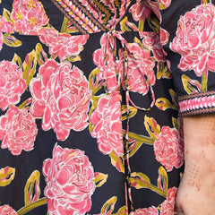 Light Pink Printed Cotton Angarkha Kurta Pant Dupatta Set for Women (Plus Size)