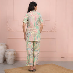 Beige Cotton Co-Ord Set with Palazzo Pants