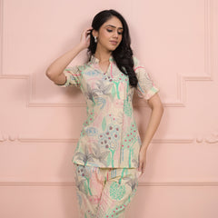 Beige Cotton Co-Ord Set with Palazzo Pants