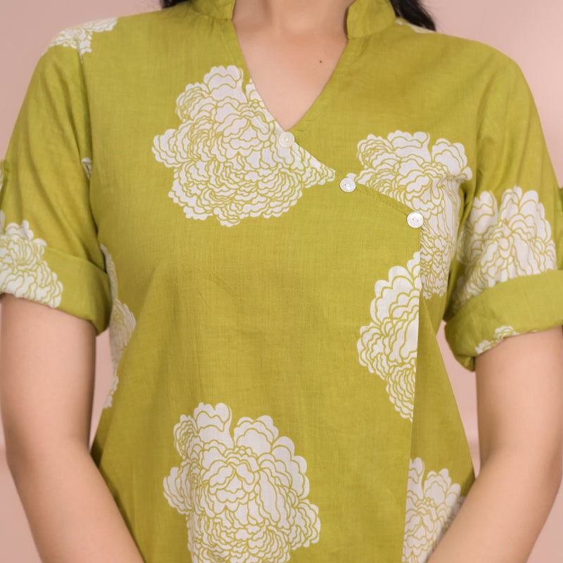 Light Green Cotton Angrakha Co-Ord Set