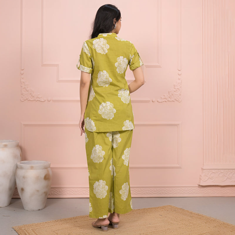 Light Green Cotton Angrakha Co-Ord Set