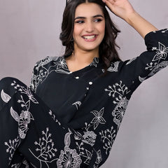 Boho Floral Black Lounge Wear