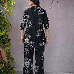 Boho Floral Black Lounge Wear