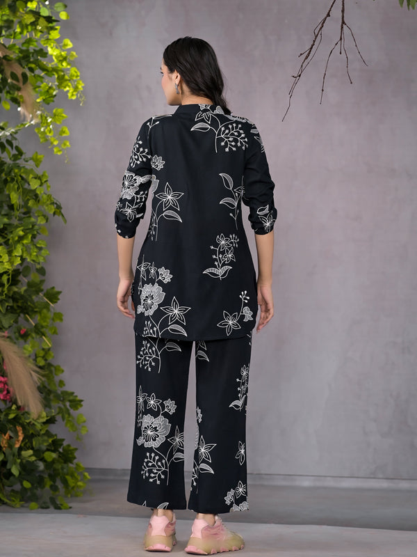 Boho Floral Black Lounge Wear