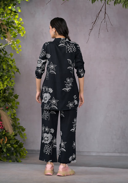 Boho Floral Black Lounge Wear