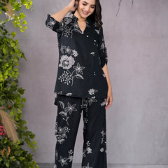 Boho Floral Black Lounge Wear