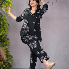 Boho Floral Black Lounge Wear
