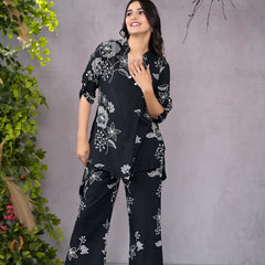 Boho Floral Black Lounge Wear