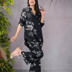 Boho Floral Black Lounge Wear