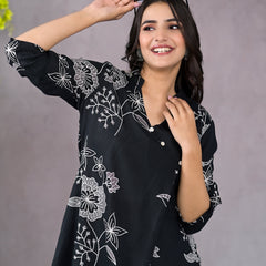 Boho Floral Black Lounge Wear