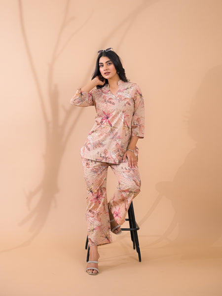 Beige Co-Ord Set with Palazzo Pants