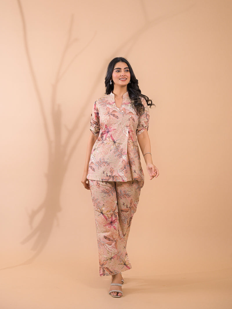 Beige Co-Ord Set with Palazzo Pants