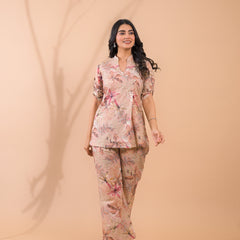 Beige Co-Ord Set with Palazzo Pants