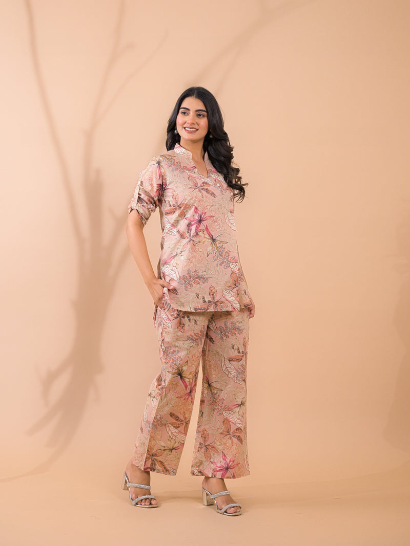 Beige Co-Ord Set with Palazzo Pants