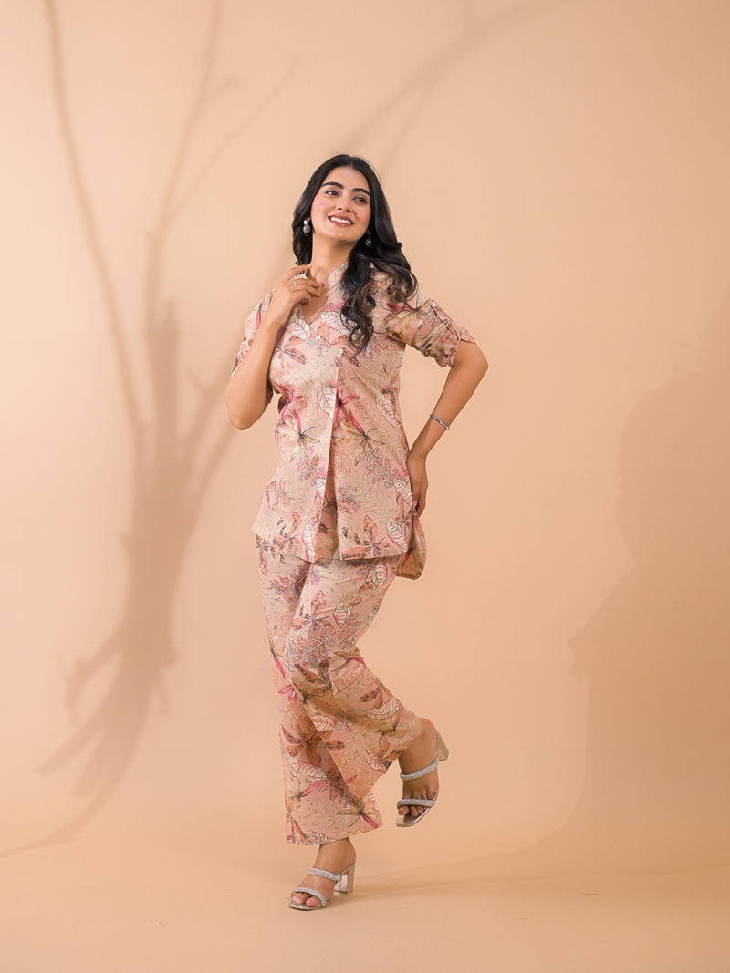 Beige Co-Ord Set with Palazzo Pants