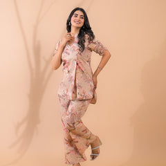 Beige Co-Ord Set with Palazzo Pants