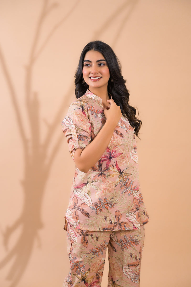 Beige Co-Ord Set with Palazzo Pants