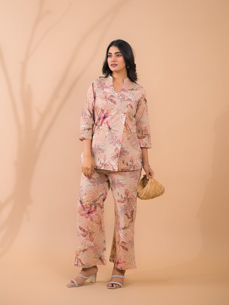 Beige Co-Ord Set with Palazzo Pants