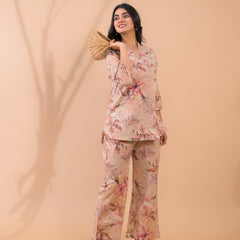 Beige Co-Ord Set with Palazzo Pants