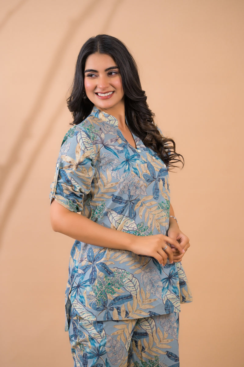 Light Blue Co-Ord Set with Palazzo Pants