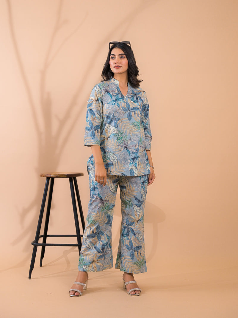 Light Blue Co-Ord Set with Palazzo Pants