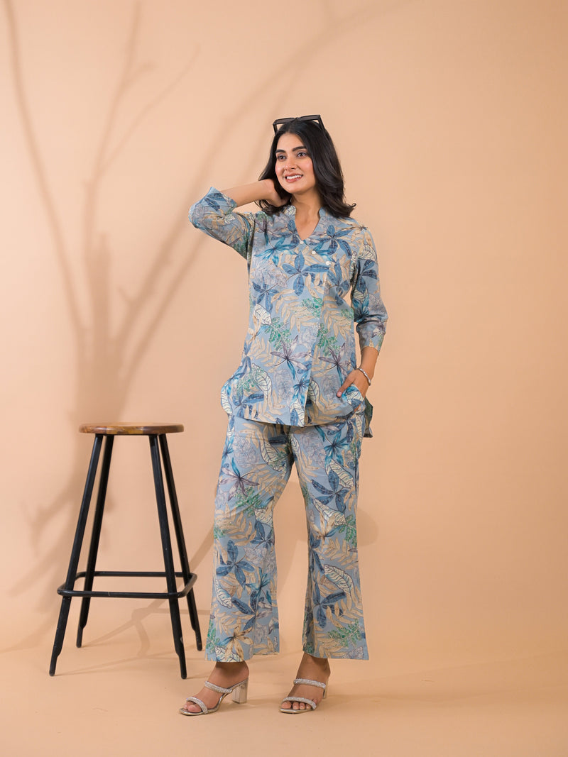 Light Blue Co-Ord Set with Palazzo Pants