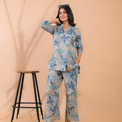 Light Blue Co-Ord Set with Palazzo Pants