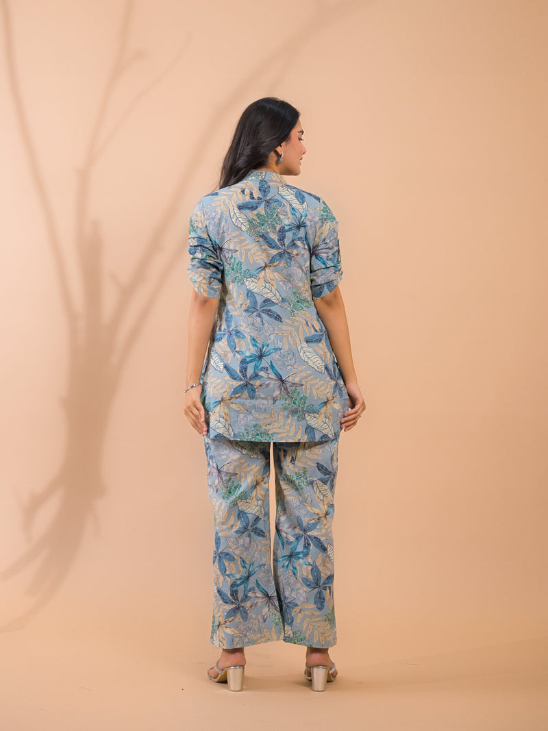 Light Blue Co-Ord Set with Palazzo Pants