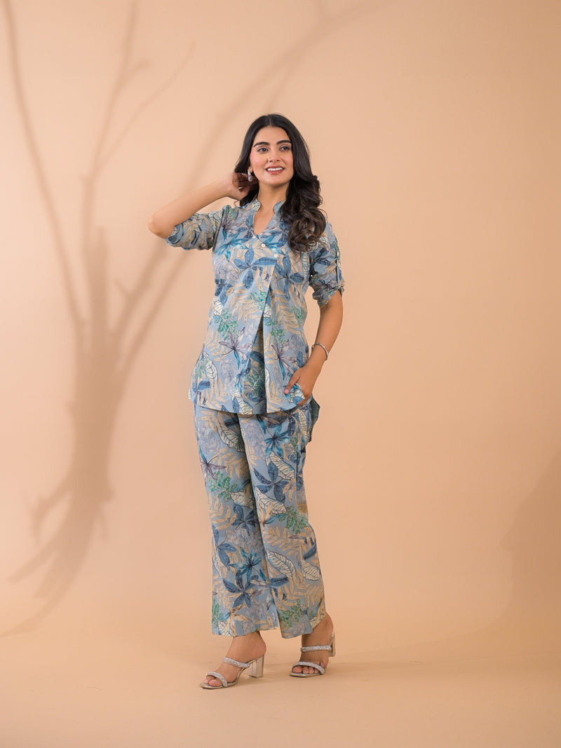 Light Blue Co-Ord Set with Palazzo Pants