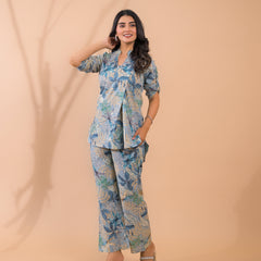 Light Blue Co-Ord Set with Palazzo Pants