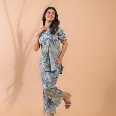 Light Blue Co-Ord Set with Palazzo Pants