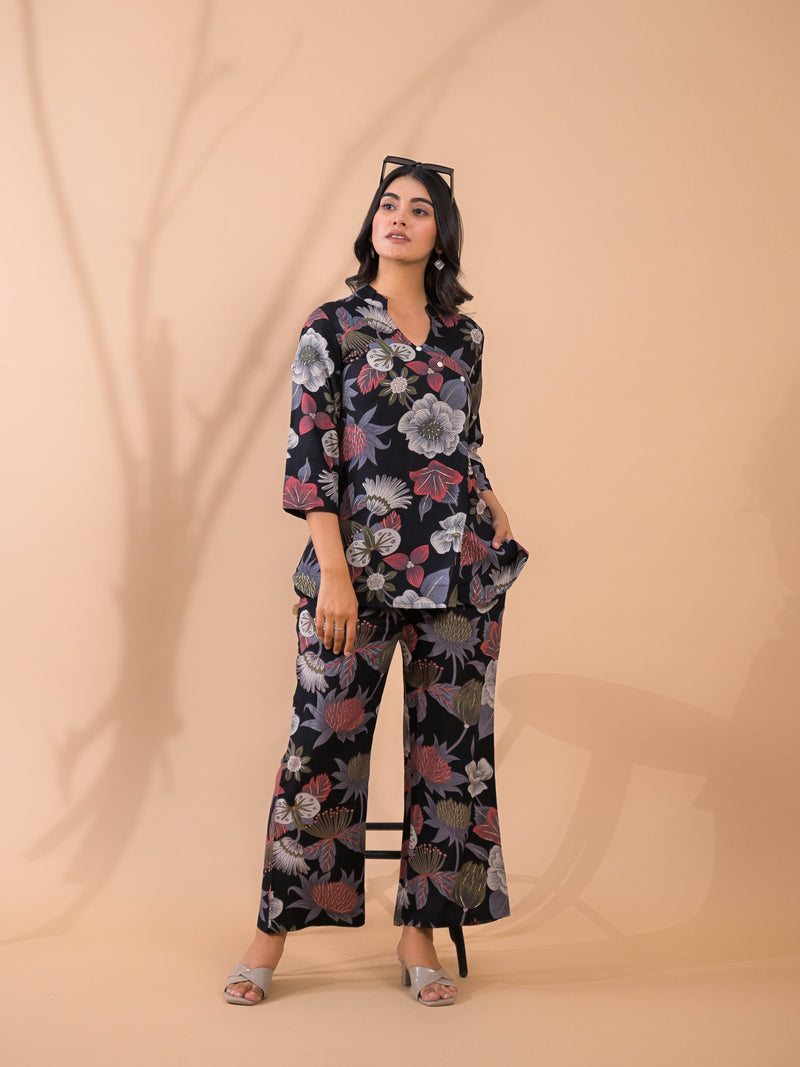 Black Co-Ord Set with Palazzo Pants