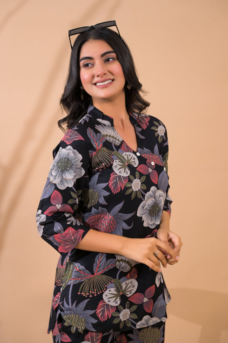 Black Co-Ord Set with Palazzo Pants