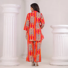 Tiger Print Orange Cotton Co-Ord Set